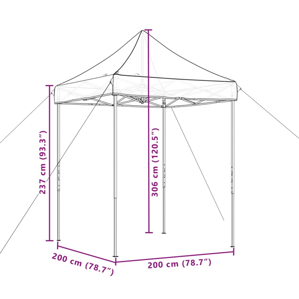 Taitettava pop-up juhlateltta vihreä 200x200x306 cm