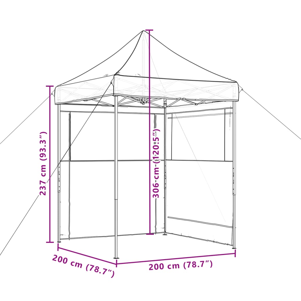 Taitettava pop-up juhlateltta 2 sivuseinällä beige