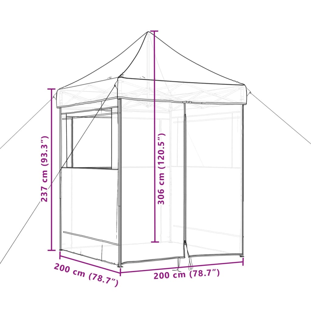 Taitettava pop-up juhlateltta 4 sivuseinällä beige