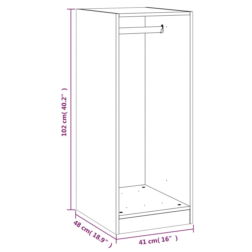 Vaatekaappi musta 48x41x102 cm lastulevy