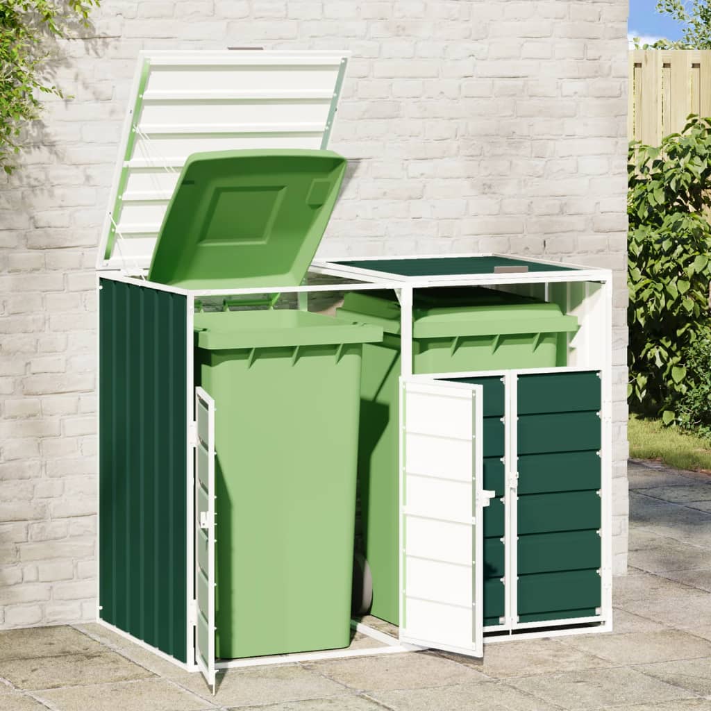 Wheelie Bin Säilytys kaksoisastioille Vihreä 144x81x113cm Teräs