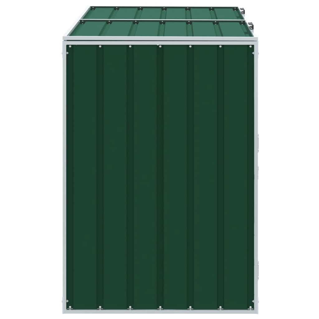 Wheelie Bin Säilytys kaksoisastioille Vihreä 144x81x113cm Teräs