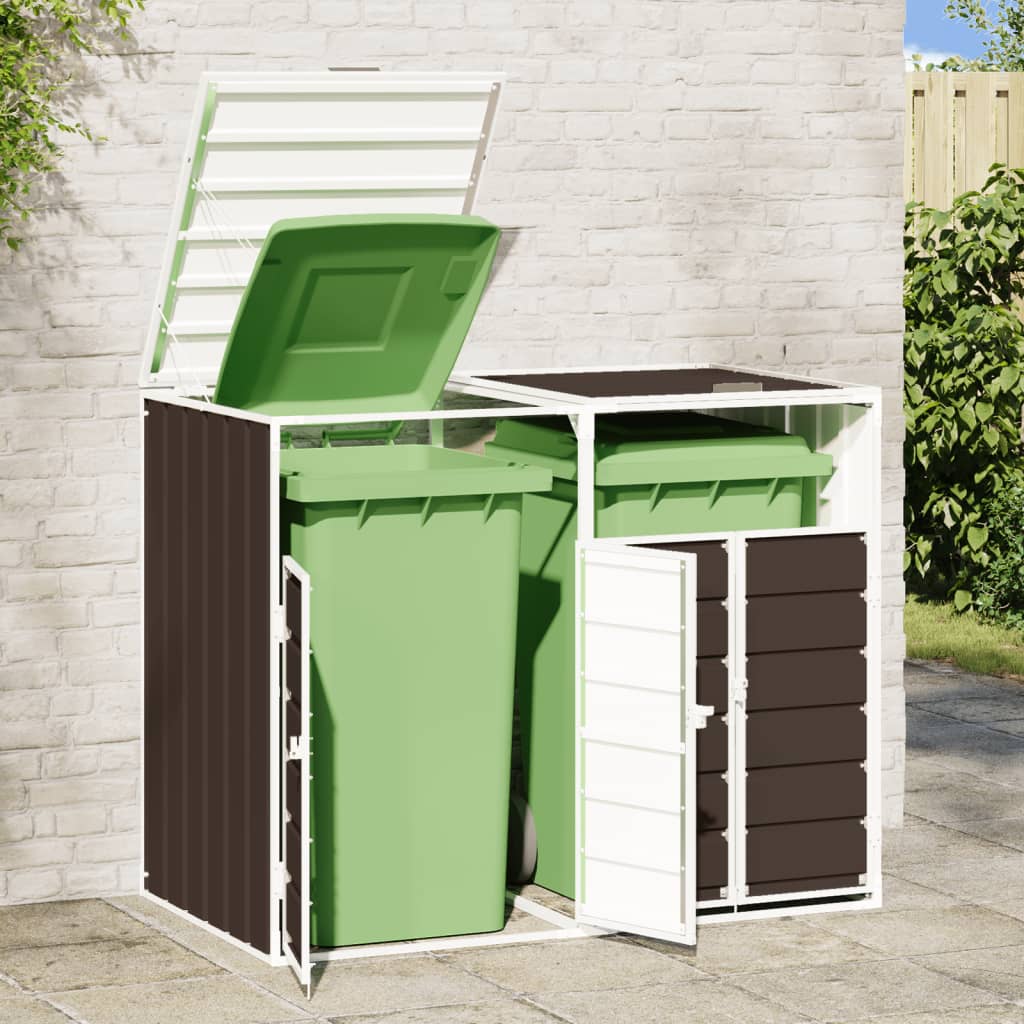 Wheelie Bin Säilytys Double Bins Ruskea 144x81x113 cm Teräs