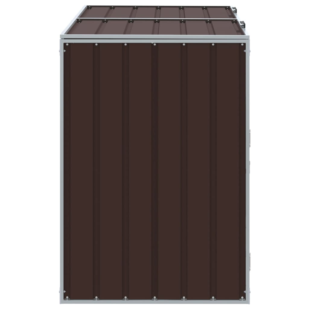 Wheelie Bin Säilytys Double Bins Ruskea 144x81x113 cm Teräs