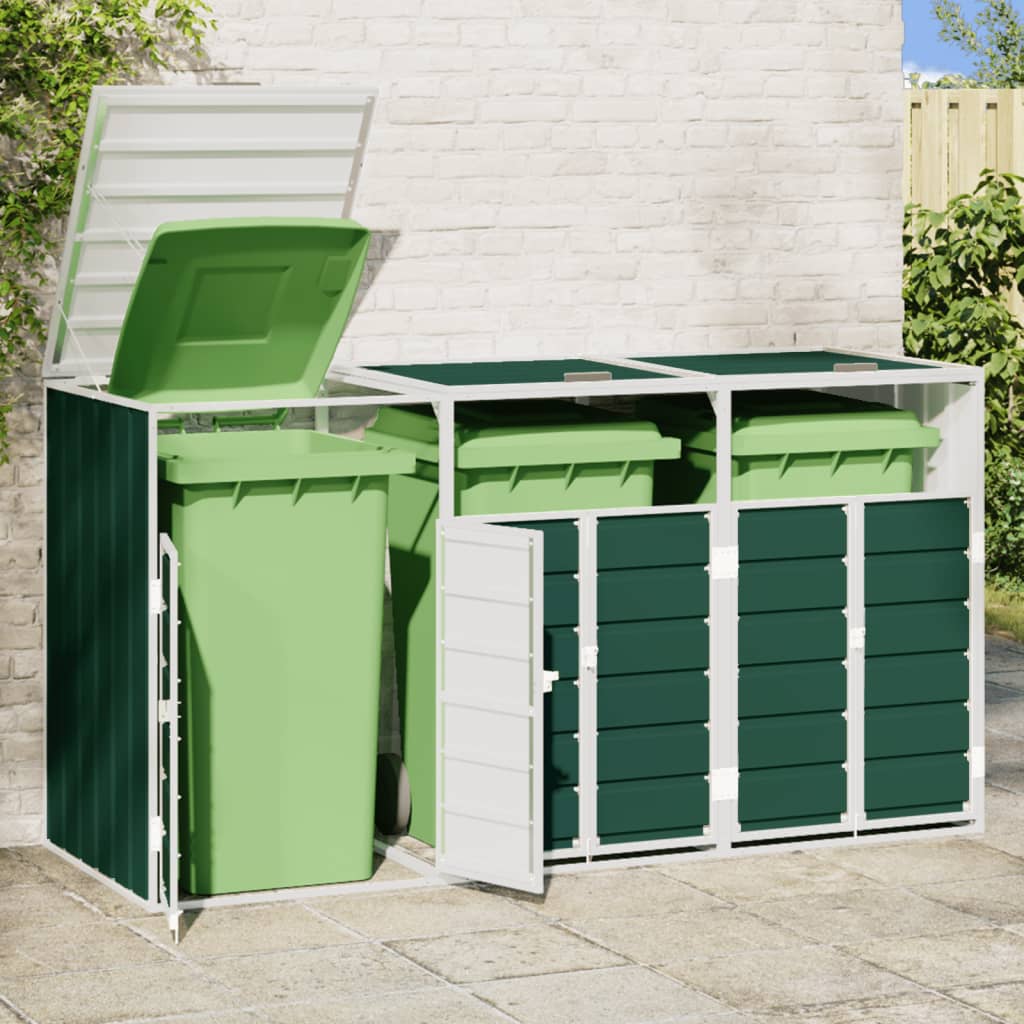 Wheelie Bin Säilytys Triple Bins Vihreä 216x81x115 cm Teräs