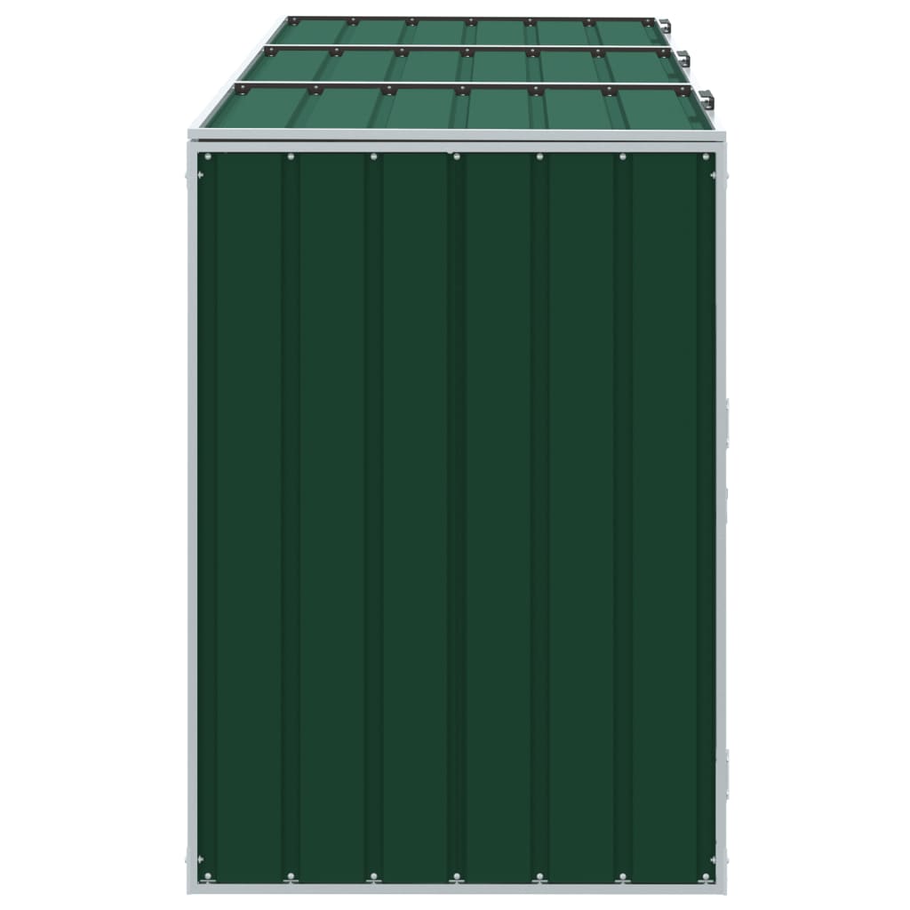 Wheelie Bin Säilytys Triple Bins Vihreä 216x81x115 cm Teräs