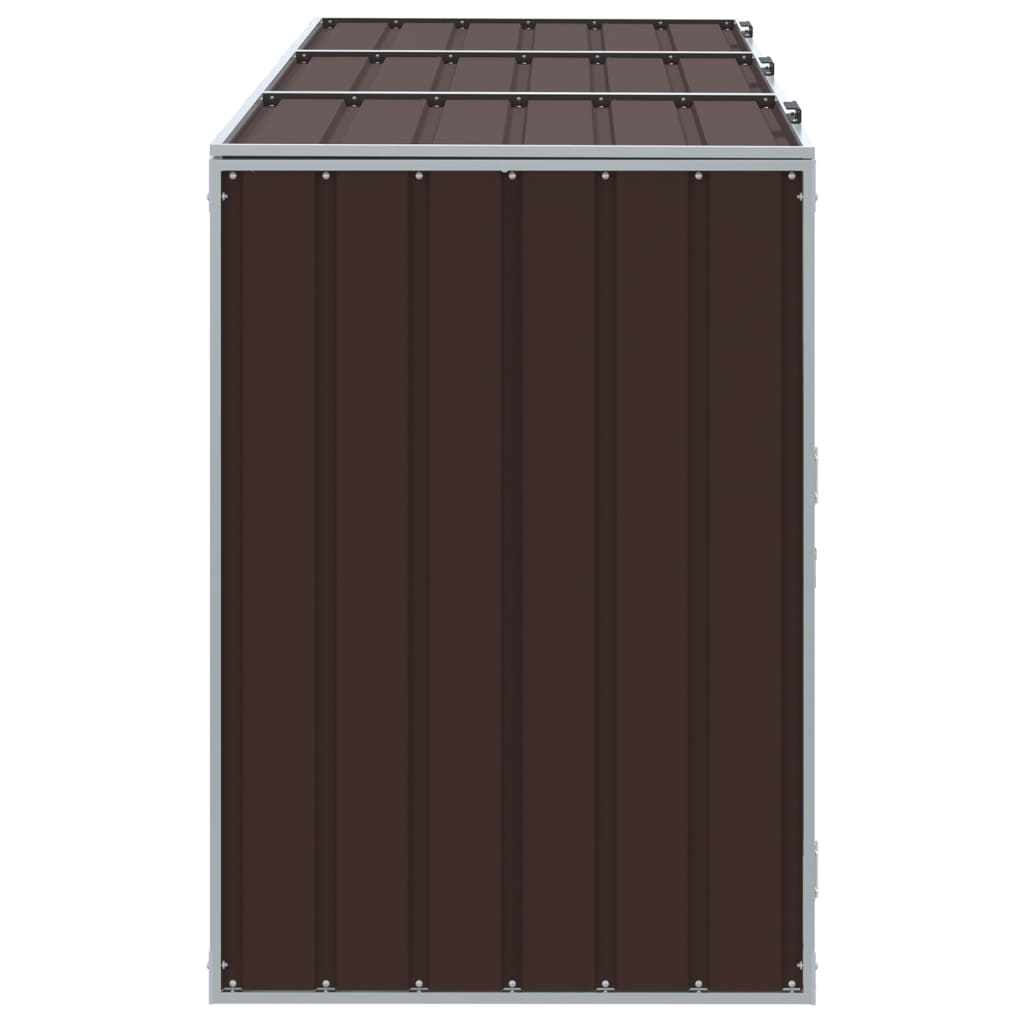 Wheelie Bin Säilytys Triple Bins Ruskea 216x81x115 cm Teräs