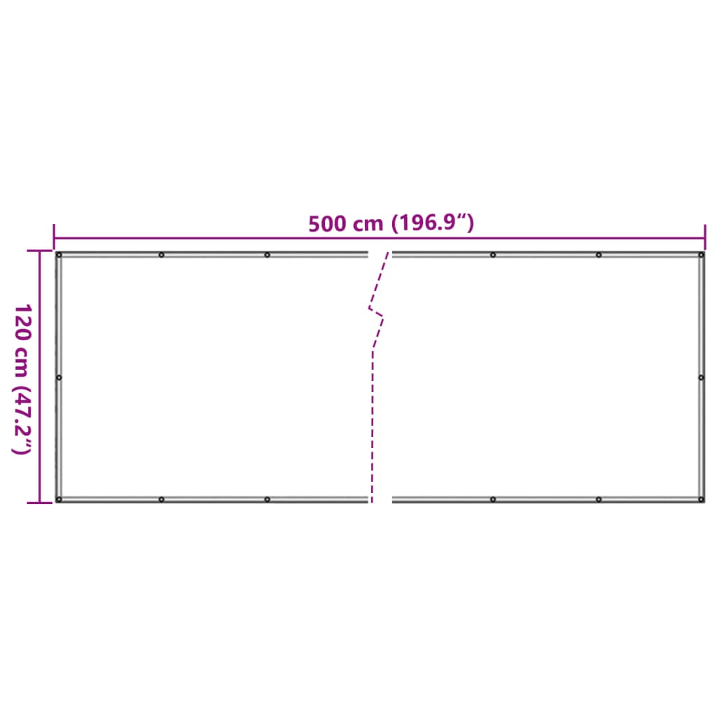 Parvekkeen yksityisyyssuoja antrasiitti 500x120 cm PVC