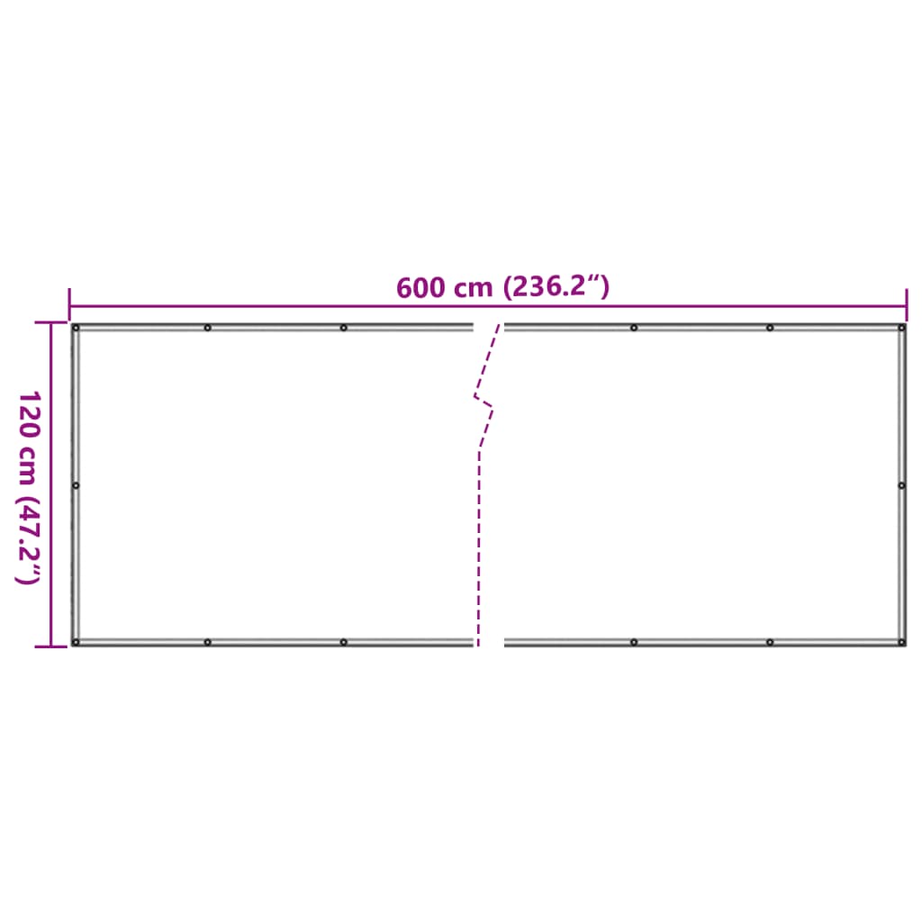 Parvekkeen yksityisyyssuoja antrasiitti 600x120 cm PVC