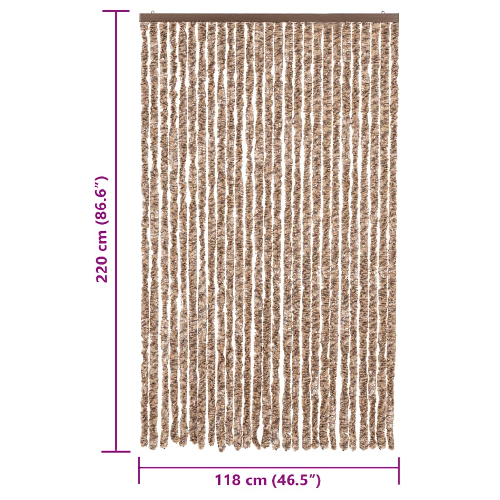 Hyönteisverho beige ja tummanruskea 118x220 cm chenille