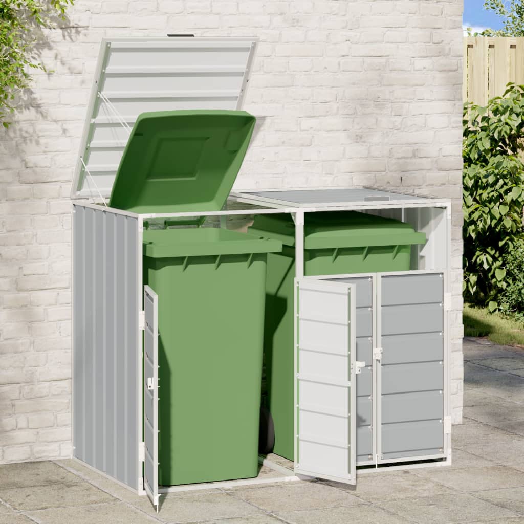 Wheelie Bin Säilytys Double Bins Harmaa 144x81x113 cm Teräs