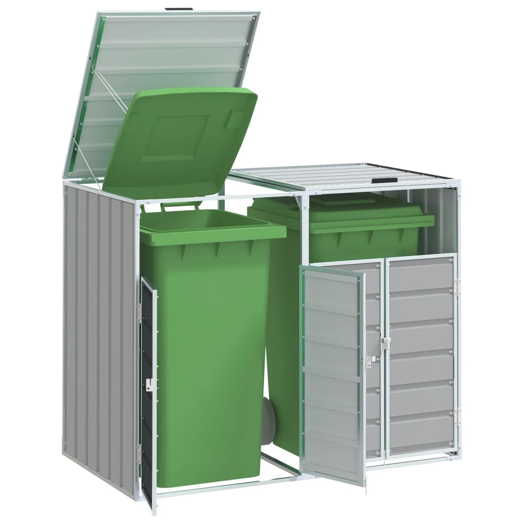 Wheelie Bin Säilytys Double Bins Harmaa 144x81x113 cm Teräs