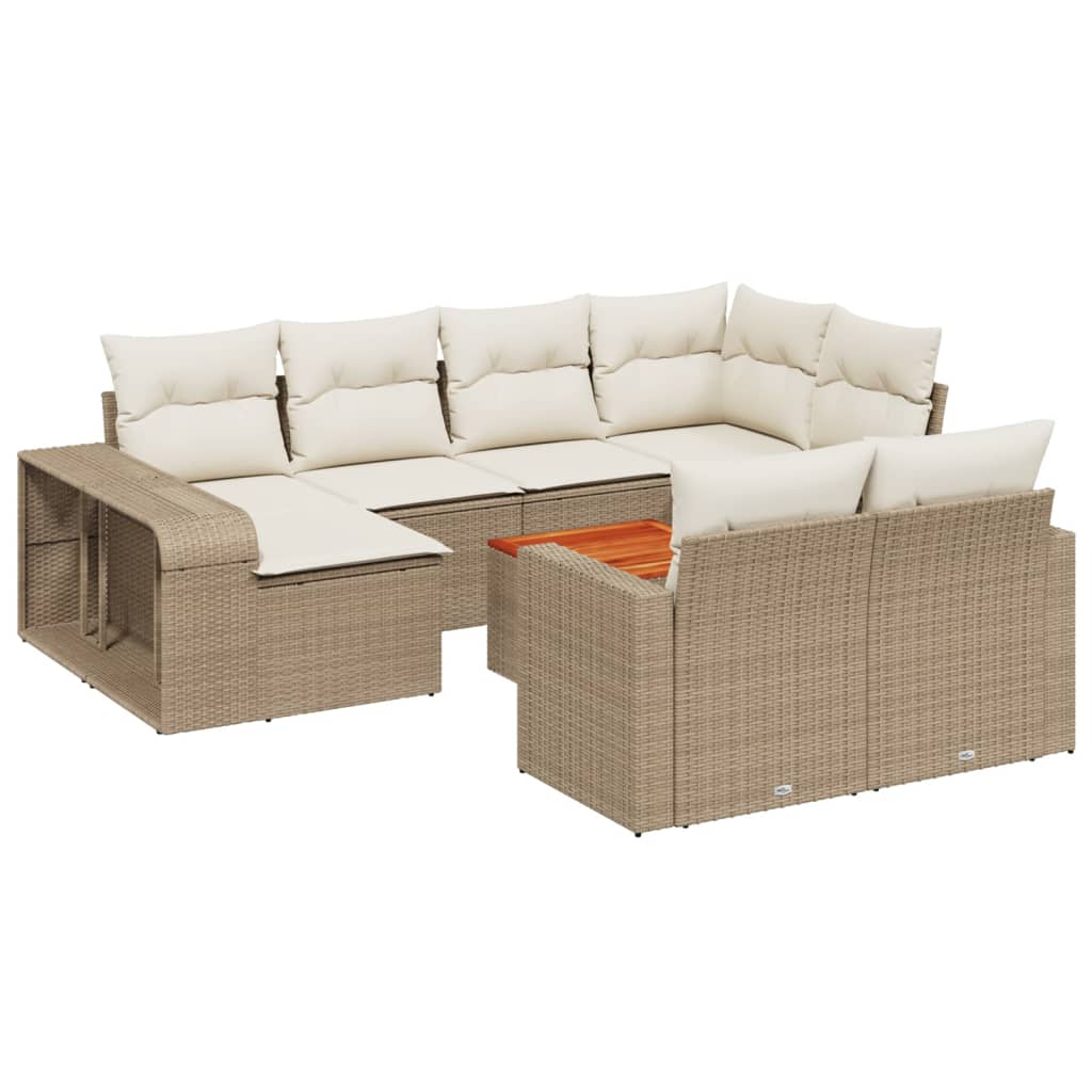 11-piece garden sofa set with cushions beige polyrattan