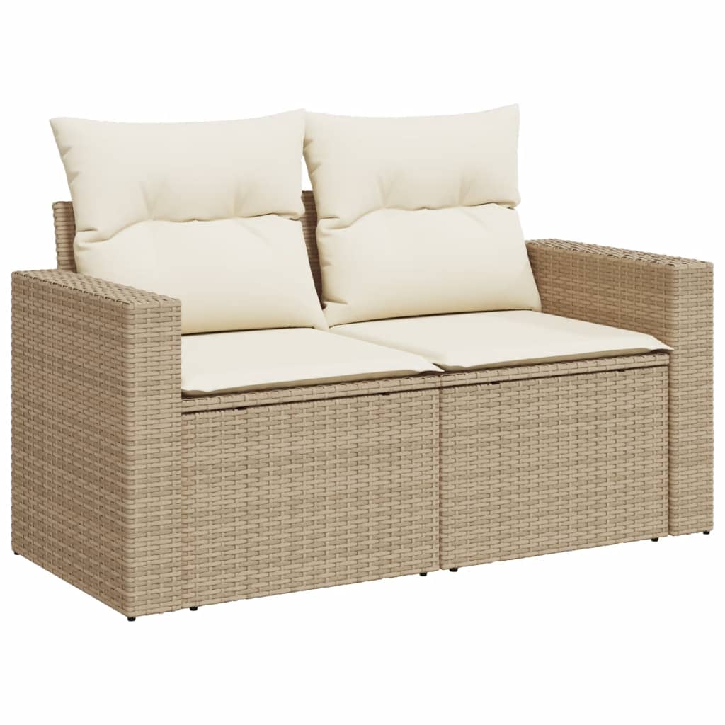 11-piece garden sofa set with cushions beige polyrattan