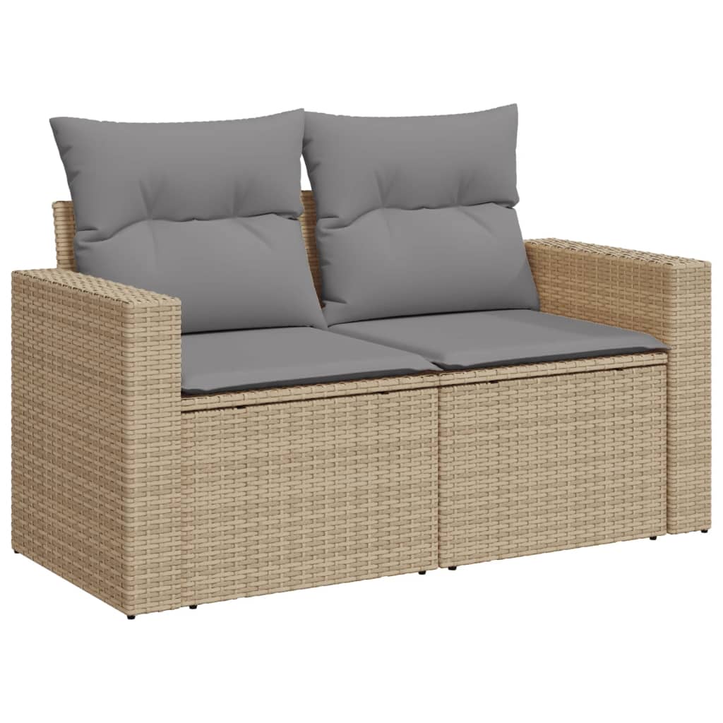 11-piece garden sofa set with cushions beige polyrattan