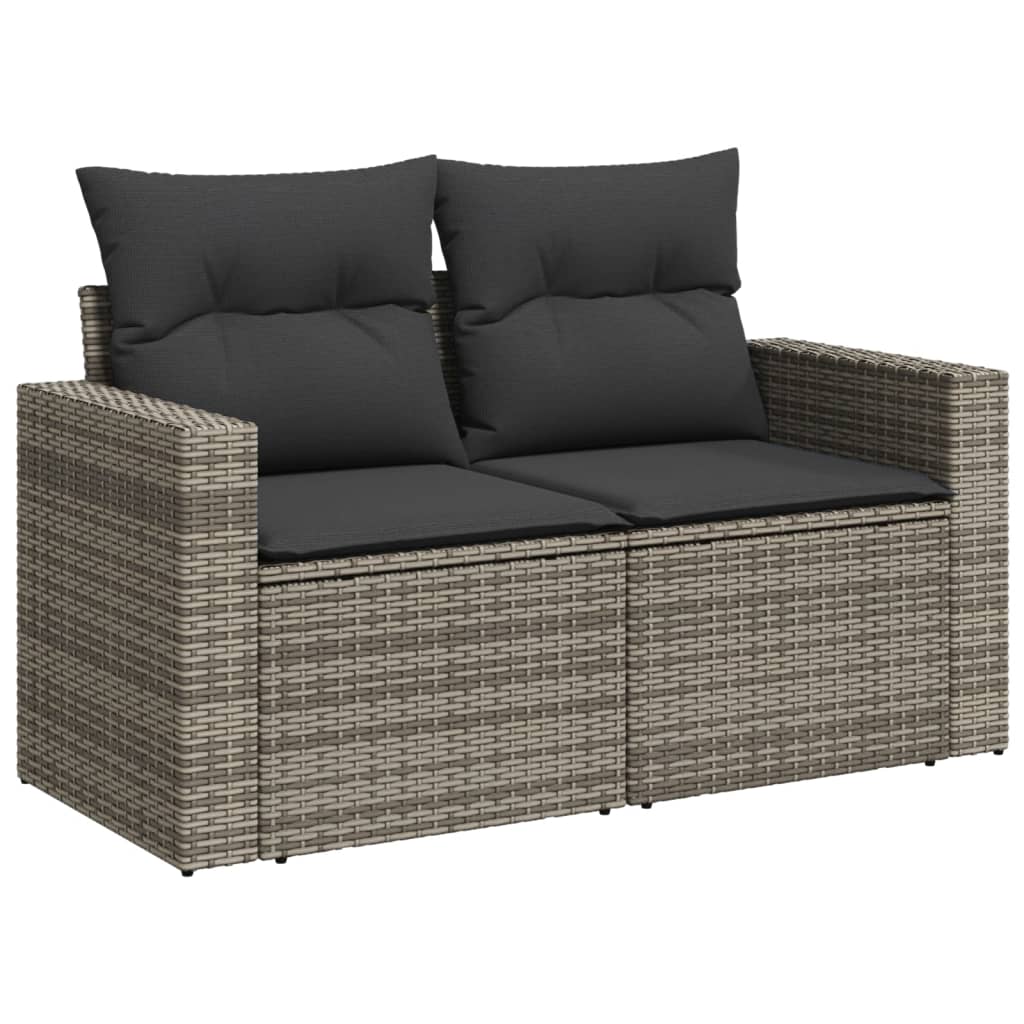 11-piece garden sofa set with cushions, grey polyrattan