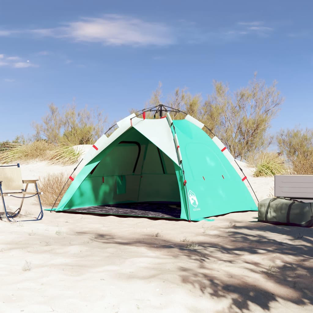 Beach tent for 3 people aqua green quick release waterproof