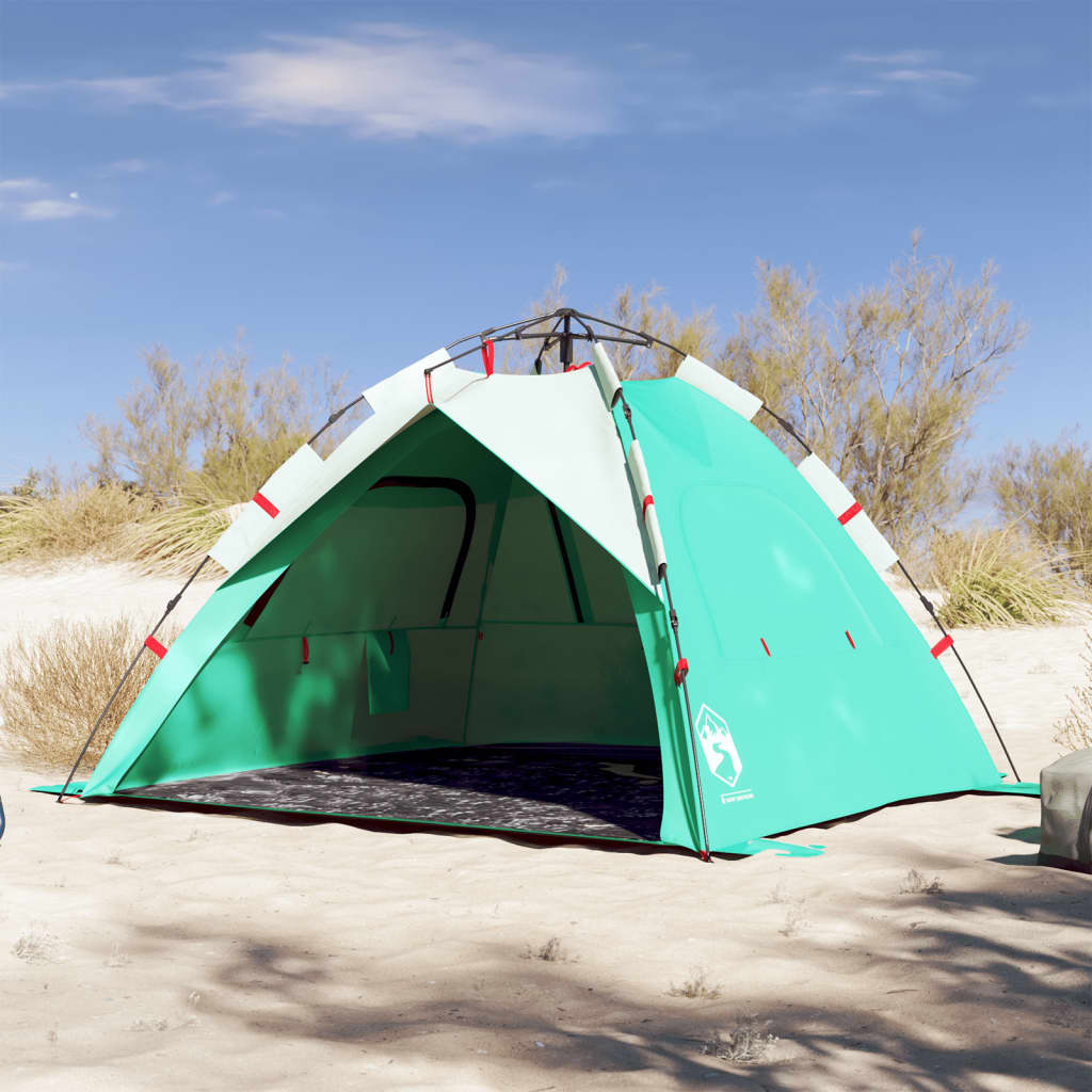 Beach tent for 3 people aqua green quick release waterproof