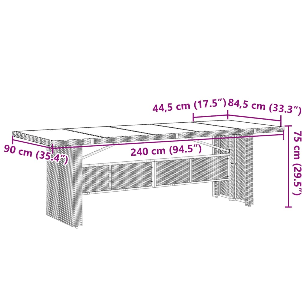 11-piece outdoor dining set with cushions, grey polyrattan