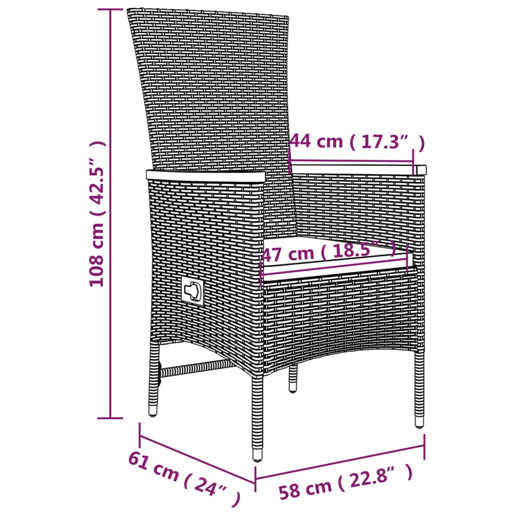 11-piece outdoor dining set with cushions, grey polyrattan