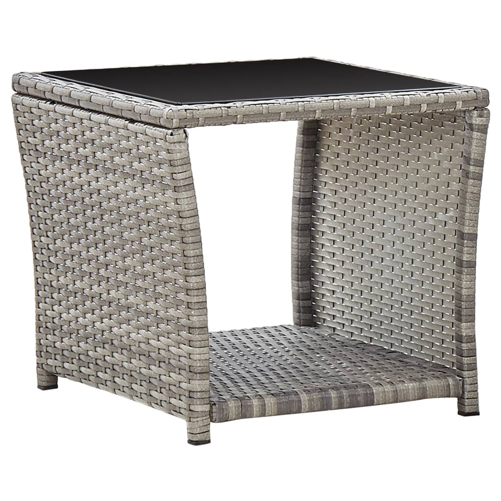 3-piece outdoor dining set with cushions, grey polyrattan