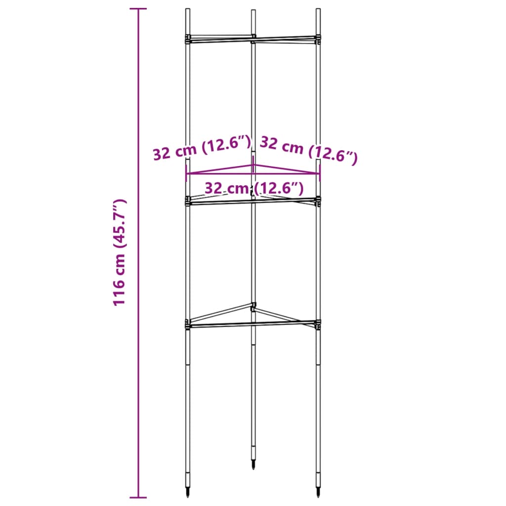 Tomaattihäkki 2 kpl 116 cm teräs ja PP