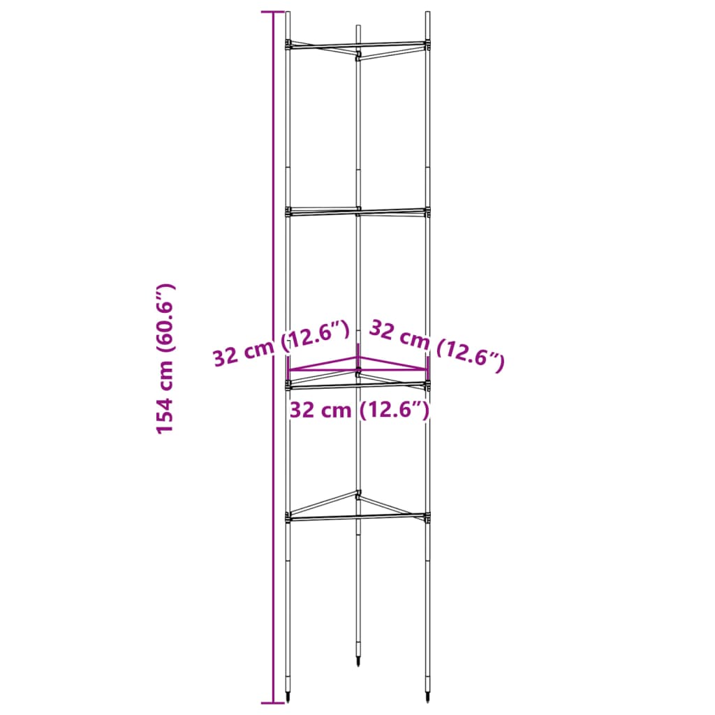 Tomaattihäkki 2 kpl 154 cm teräs ja PP