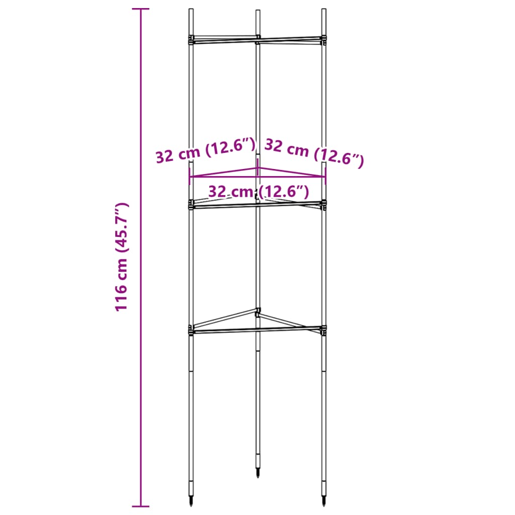 Tomaattihäkki 4 kpl 116 cm teräs ja PP