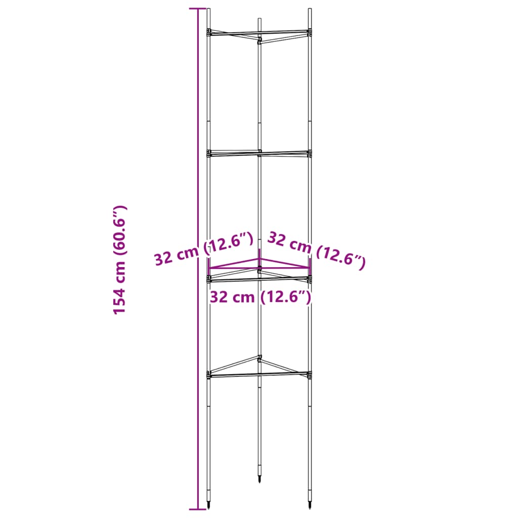 Tomaattihäkki 4 kpl 154 cm teräs ja PP