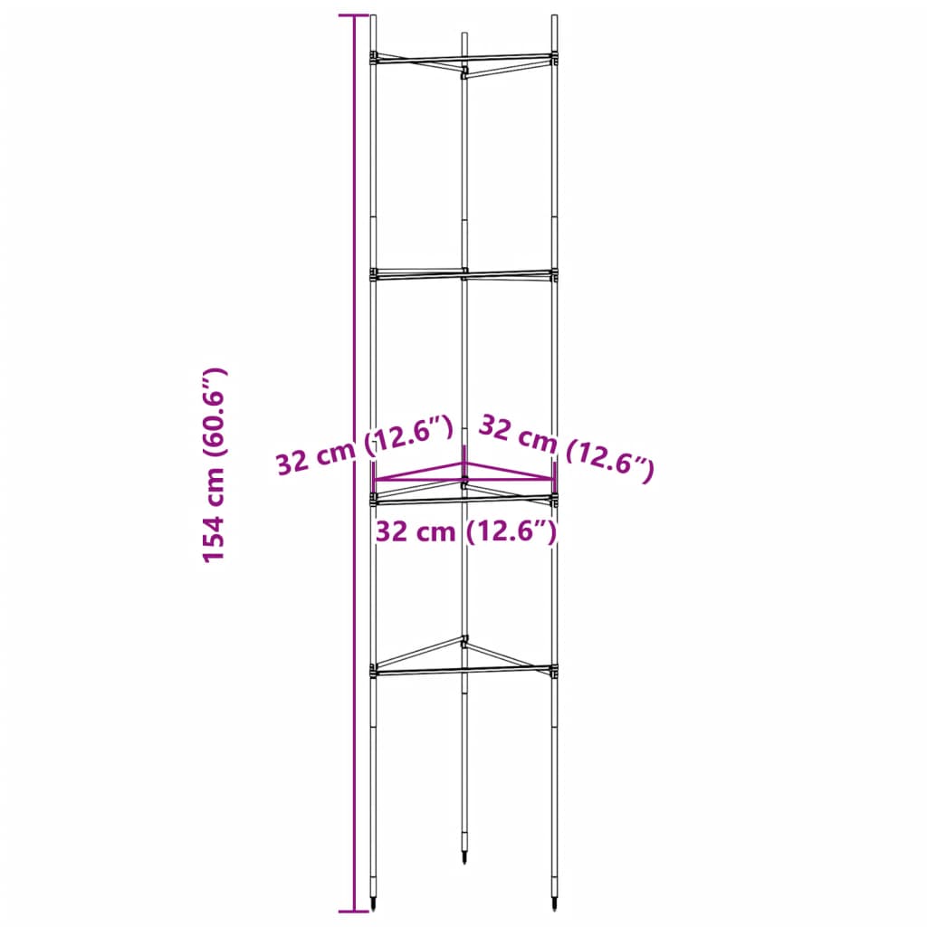 Tomaattihäkki 6 kpl 154 cm teräs ja PP