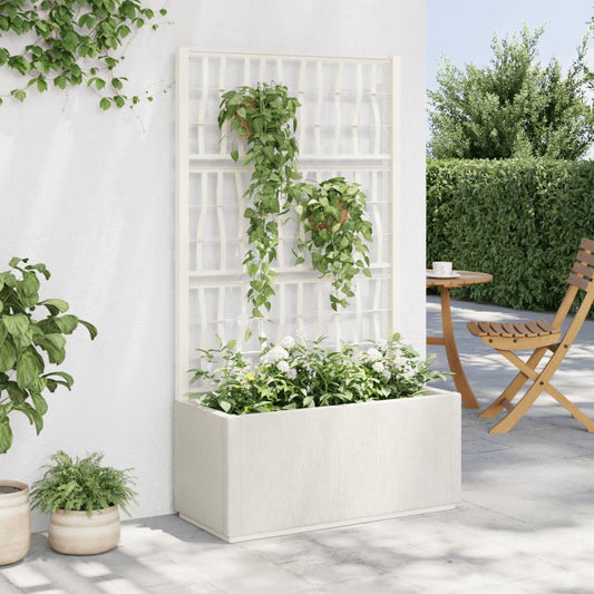 Outdoor flower box with grille white 80x36x140 cm PP