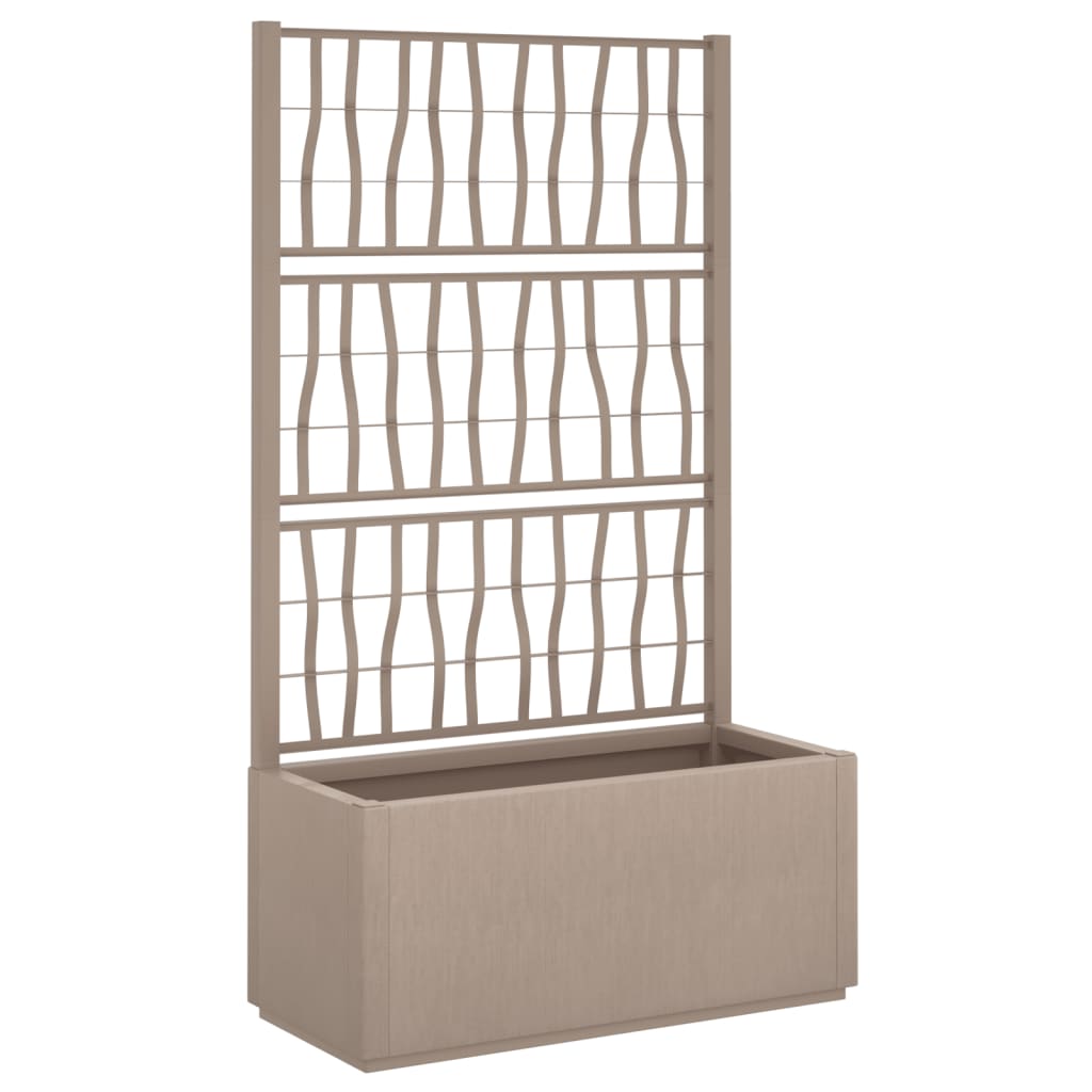 Outdoor flower box with grille light brown 80x36x140 cm PP