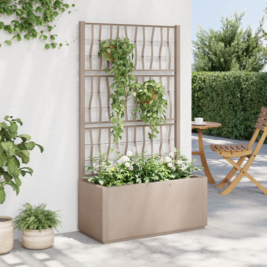 Outdoor flower box with grille light brown 80x36x140 cm PP