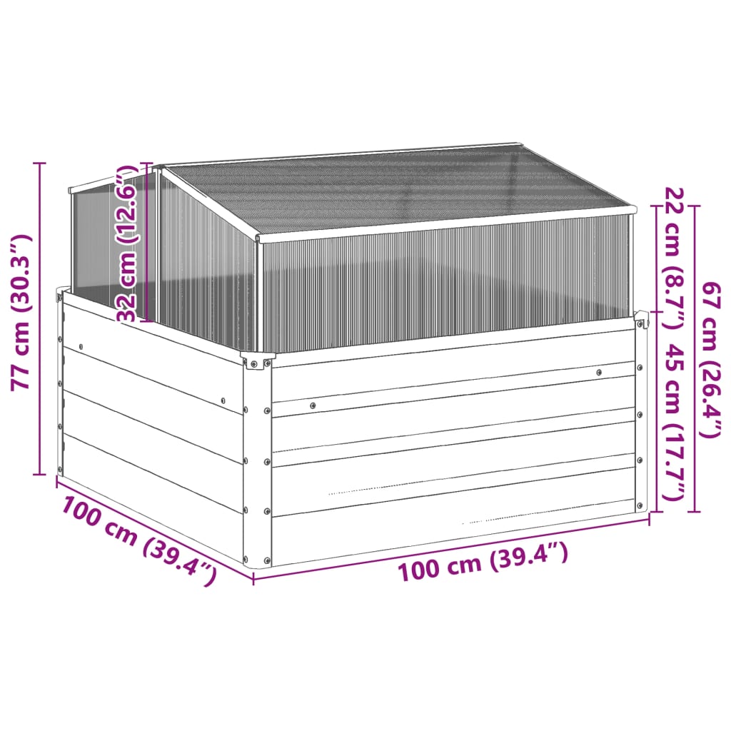 Garden flower box green weatherproof steel