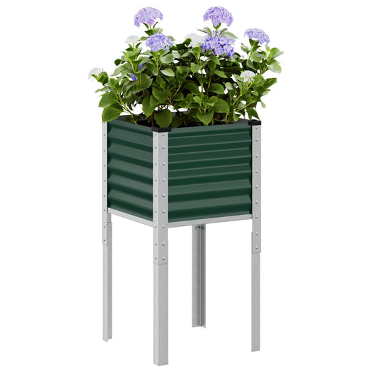 Garden flower box green 45x45x88 cm steel