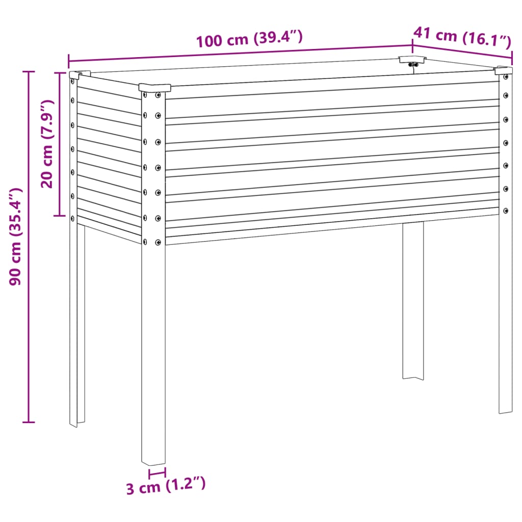 Puutarhakukkalaatikko antrasiitti 100x41x90 cm teräs