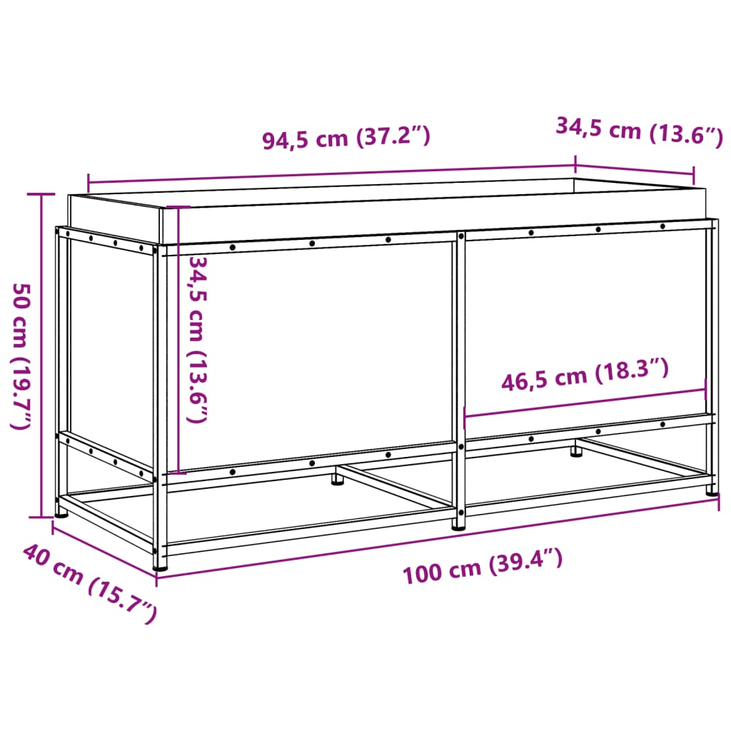 Kukkalaatikko vahanruskea 100x40x50 cm täysi mänty