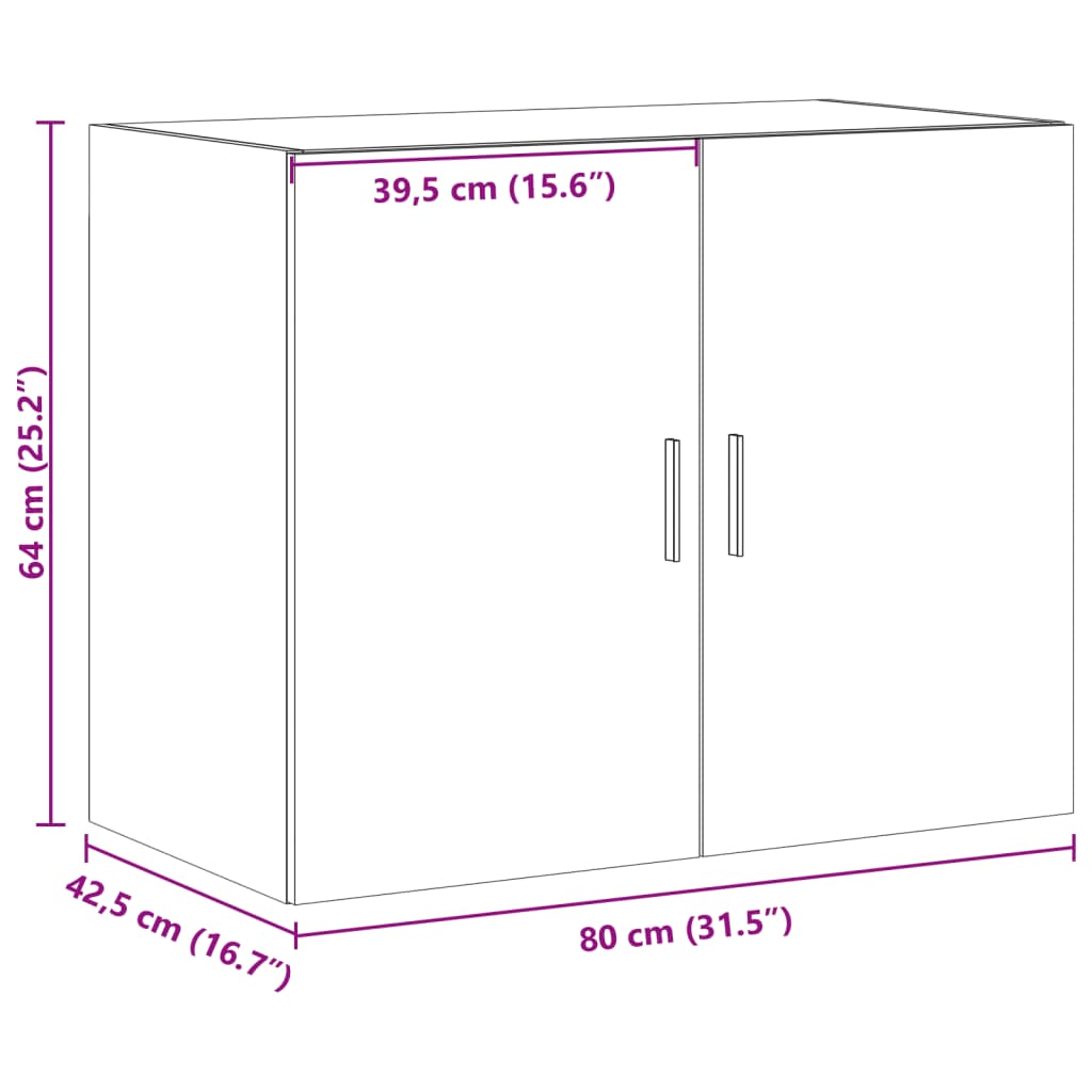 Seinäkaappi ruskea tammi 80x42,5x64 cm tekninen puu