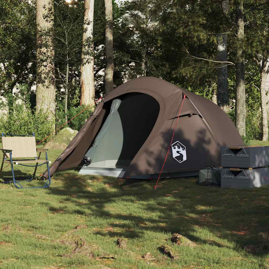 Tunnel tent for 3 people brown waterproof