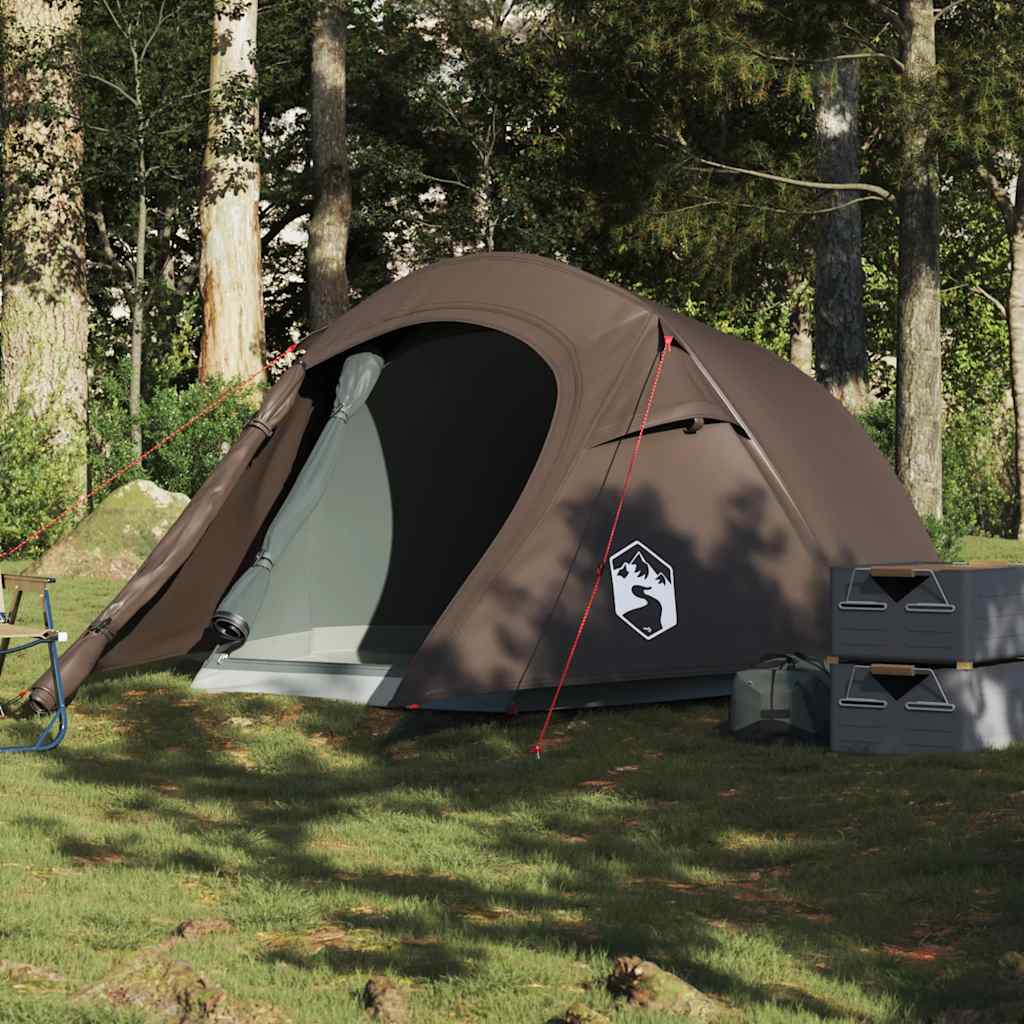 Tunnel tent for 3 people brown waterproof