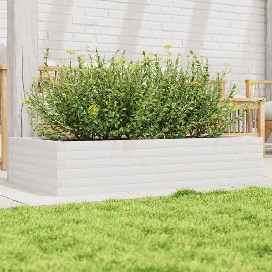 Garden flower box white 110x60x23 cm solid pine