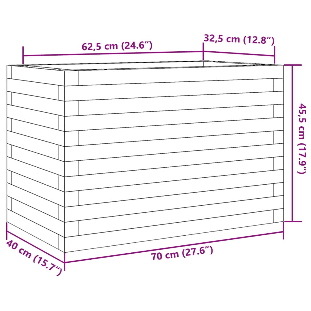 Garden flower box wax brown 70x40x45.5 cm solid pine