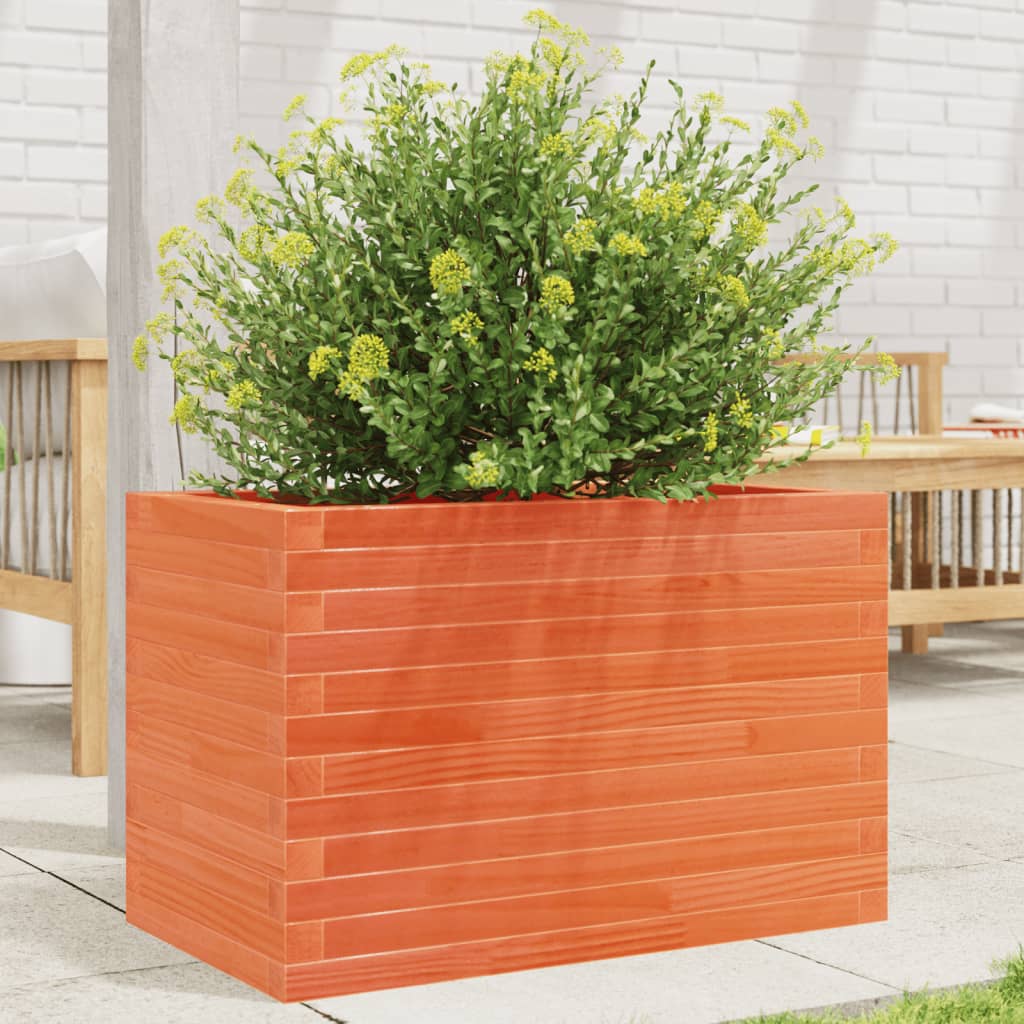 Garden flower box wax brown 70x40x45.5 cm solid pine