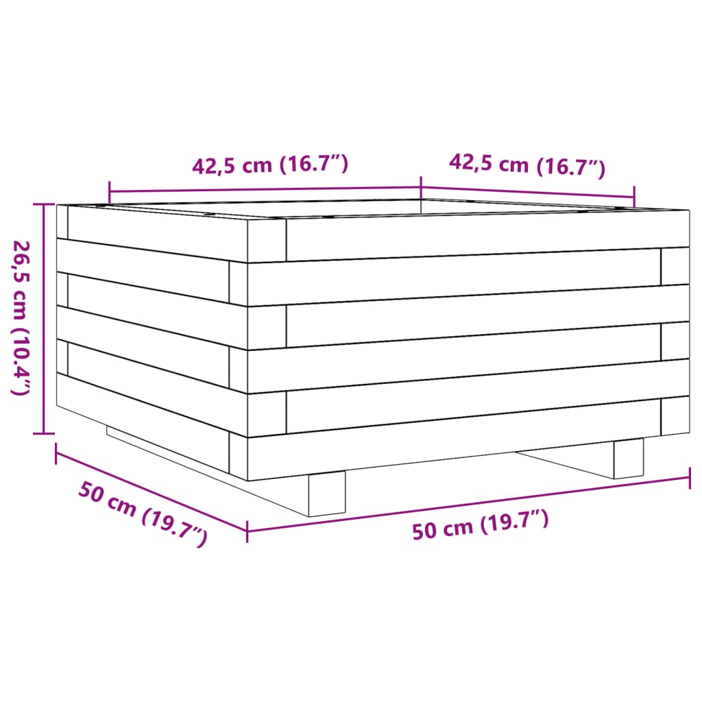 Garden flower box wax brown 50x50x26.5 cm solid pine