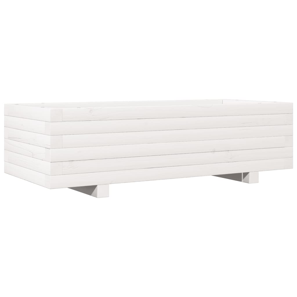 Flower box white 90x40x26.5 cm solid pine