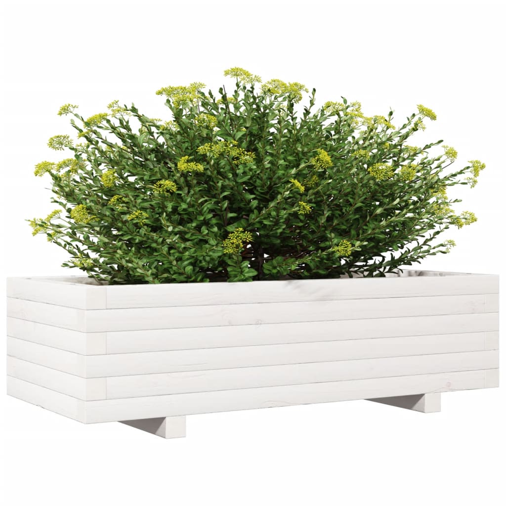 Flower box white 90x40x26.5 cm solid pine