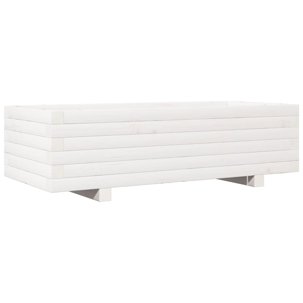 Flower box white 90x40x26.5 cm solid pine