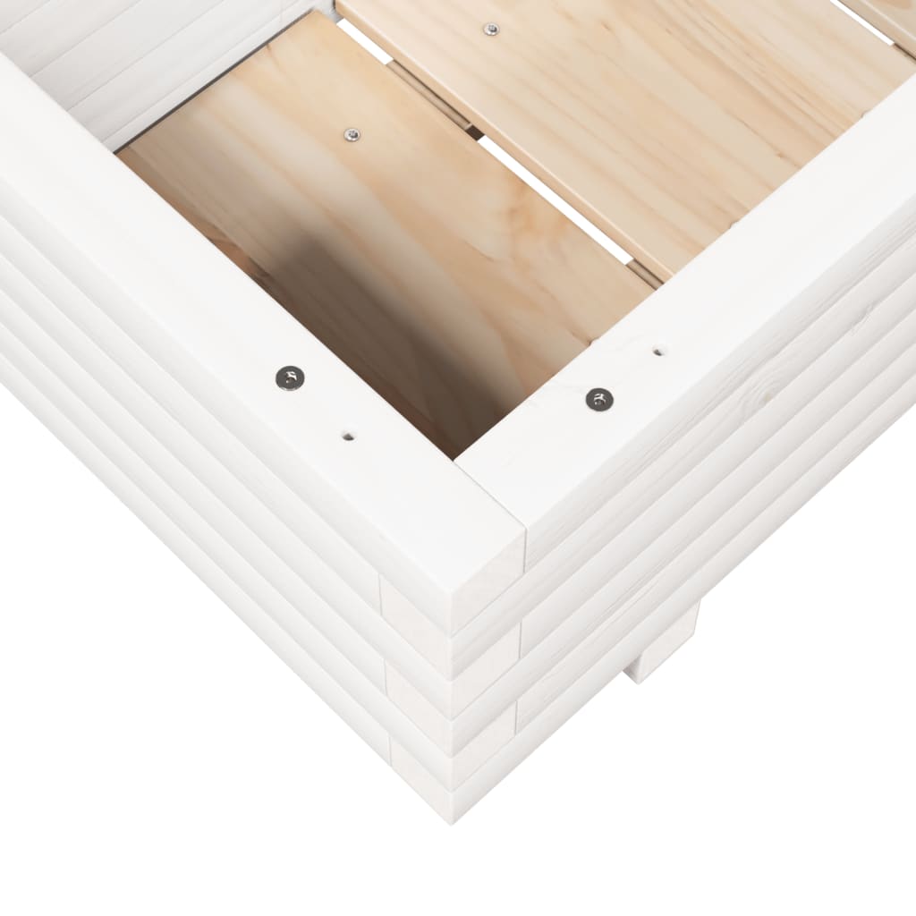 Flower box white 90x40x26.5 cm solid pine