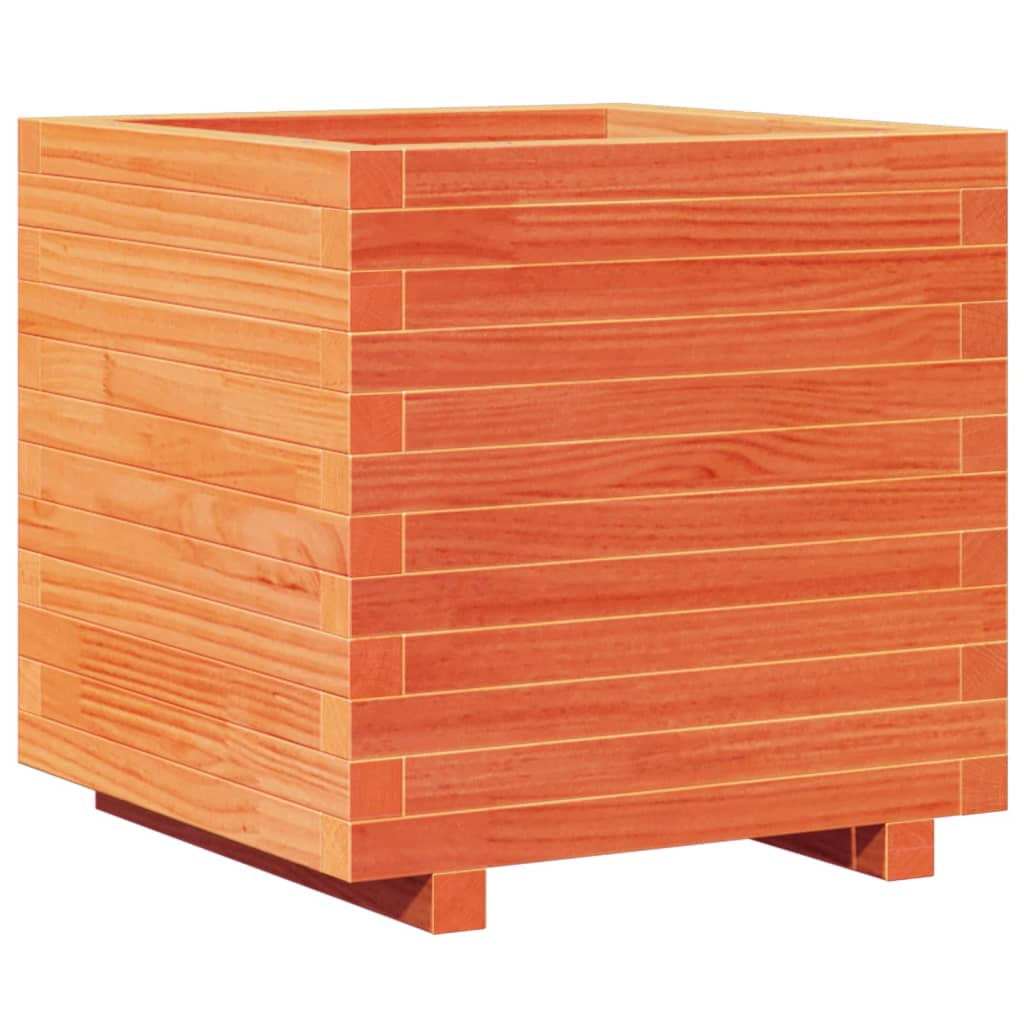 Garden flower box wax brown 50x50x49.5 cm solid pine