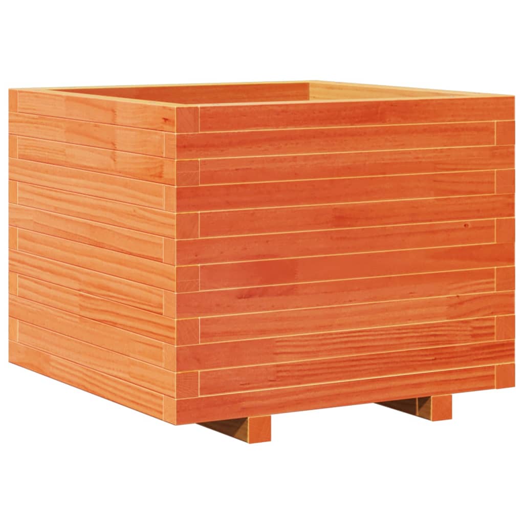 Garden flower box wax brown 60x60x49.5 cm solid pine